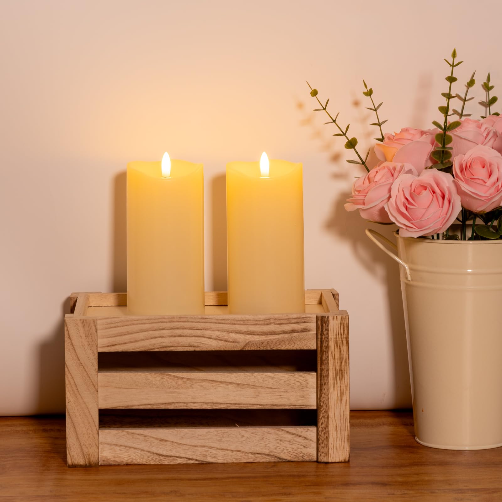 NURADA two ivory 6-inch candles ready for centerpieces and table decor.