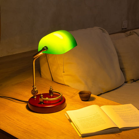 NUSRAN Bankers Lamp uses E26 plug-in compatibility for easy setup