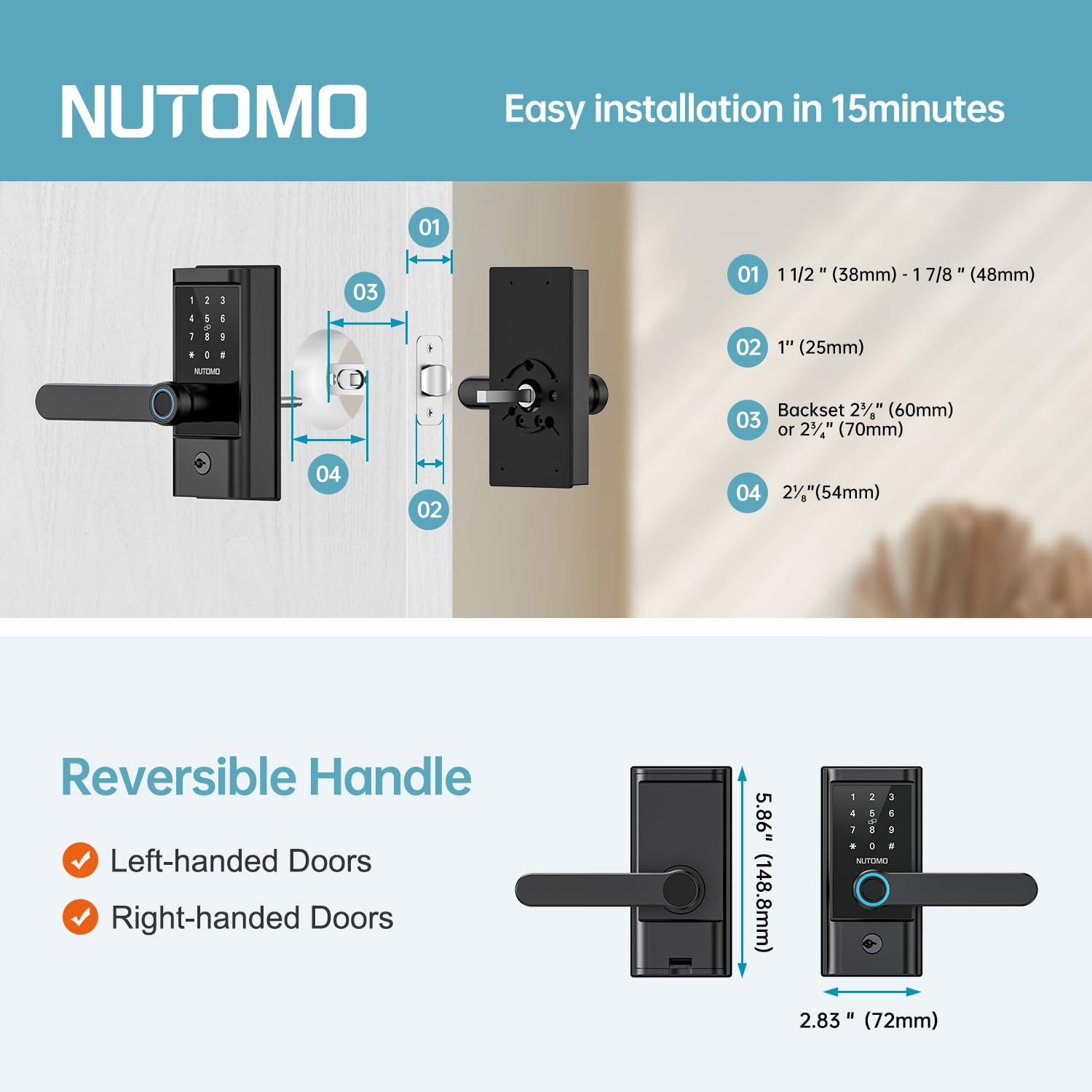 Easy installation with screwdriver no extra holes required