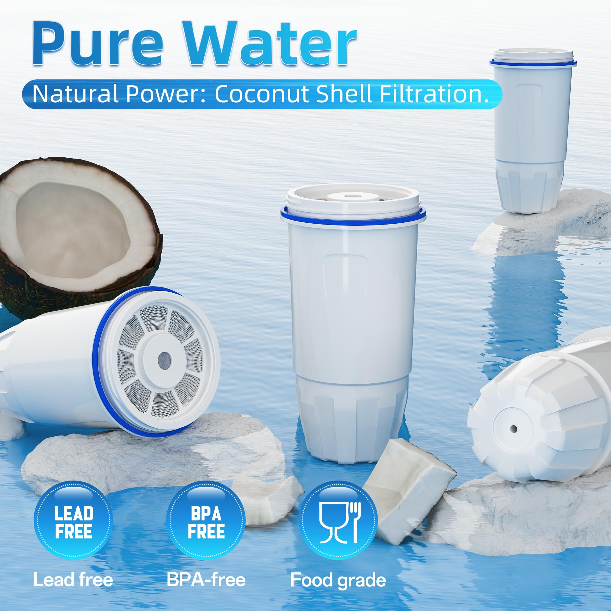 NUTTUTO filtration reduces chlorine and metals, improving odor and taste in water.