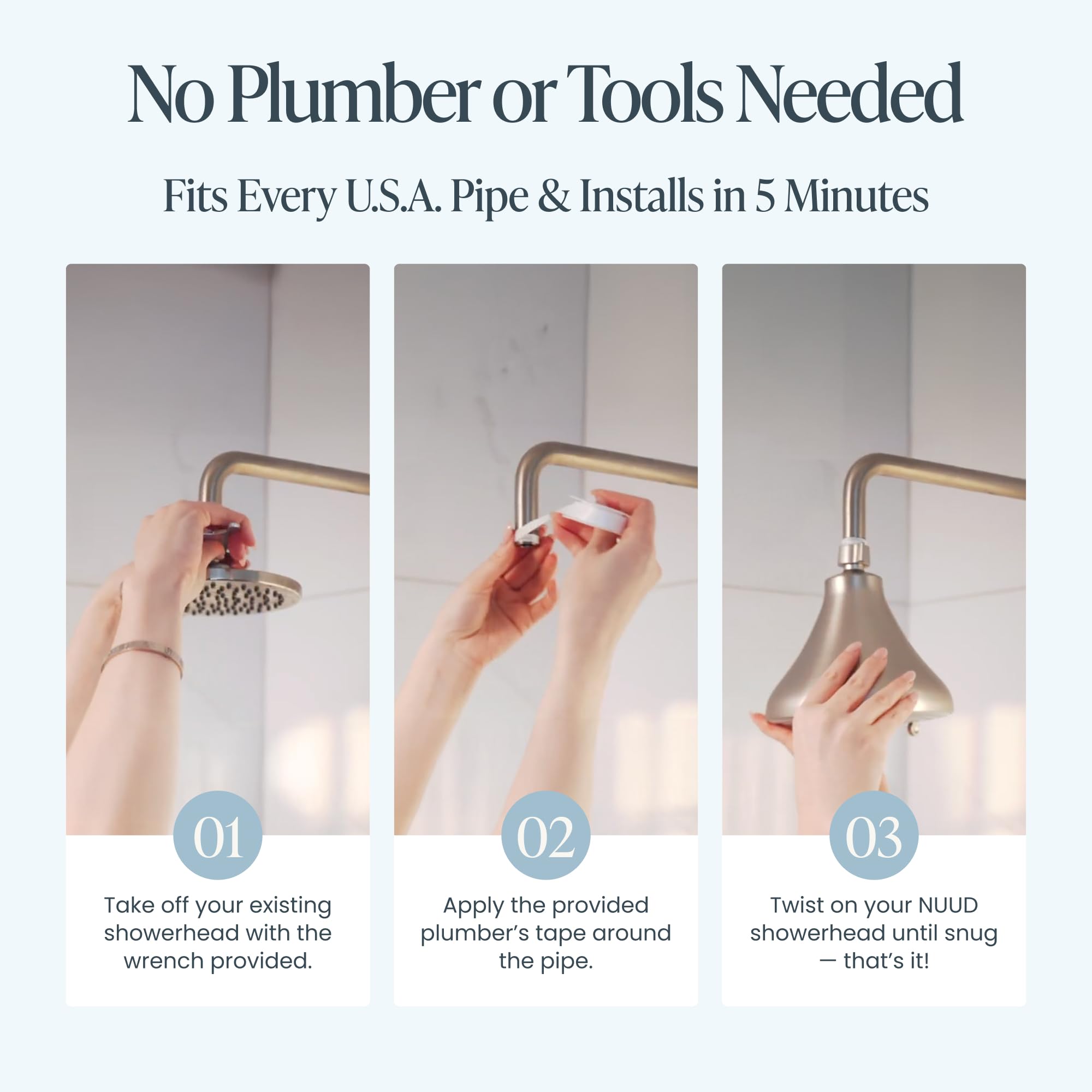 NUUD filtered shower head shows chlorine removal benefits in water