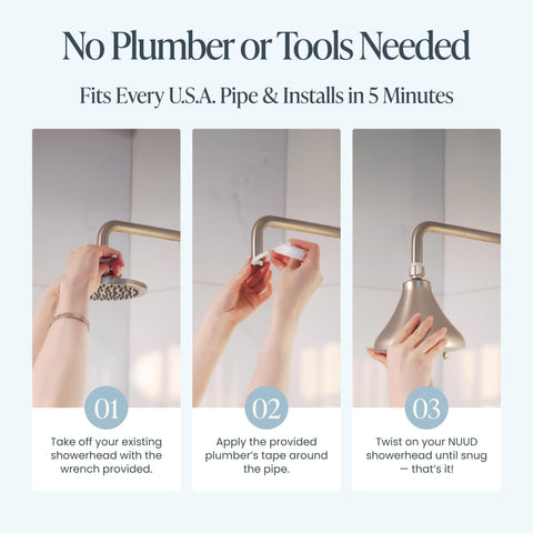 NUUD filtered shower head shows chlorine removal benefits in water