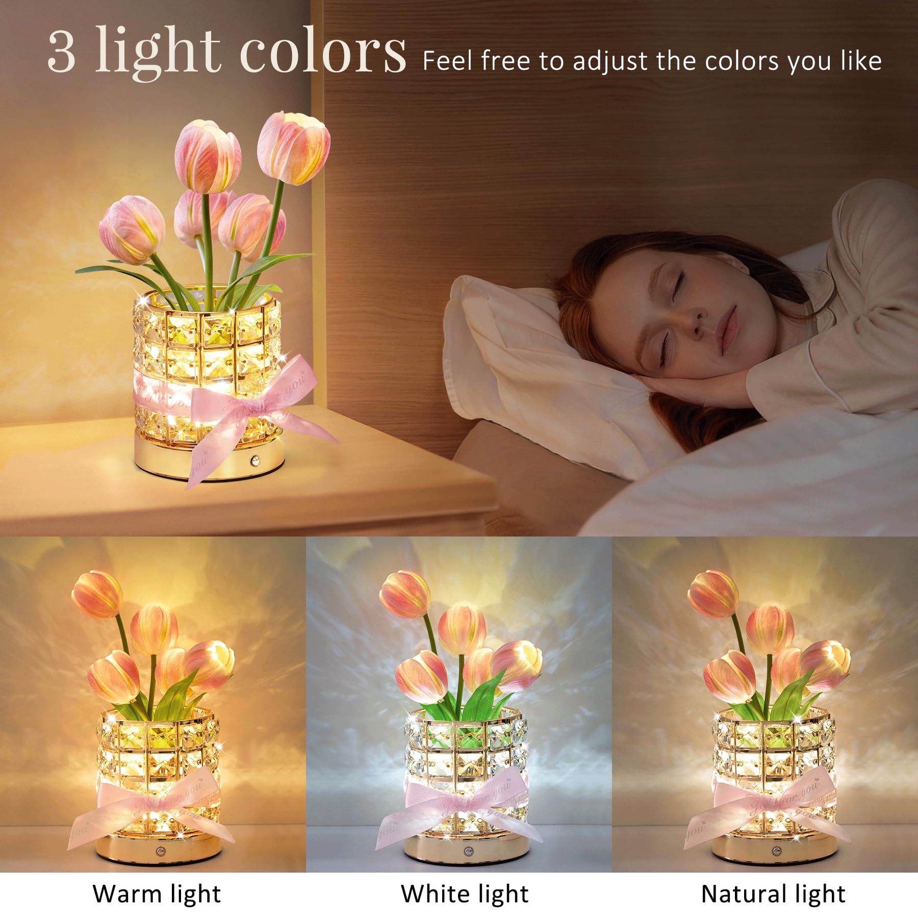 NuuNuy tulip lamp with touch control lets you dim the light easily