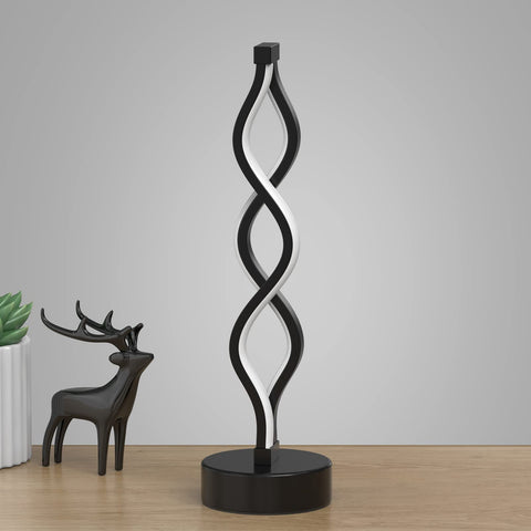 NUÜR Infinity Spiral lamp arc silhouette showcases sleek bedside lighting