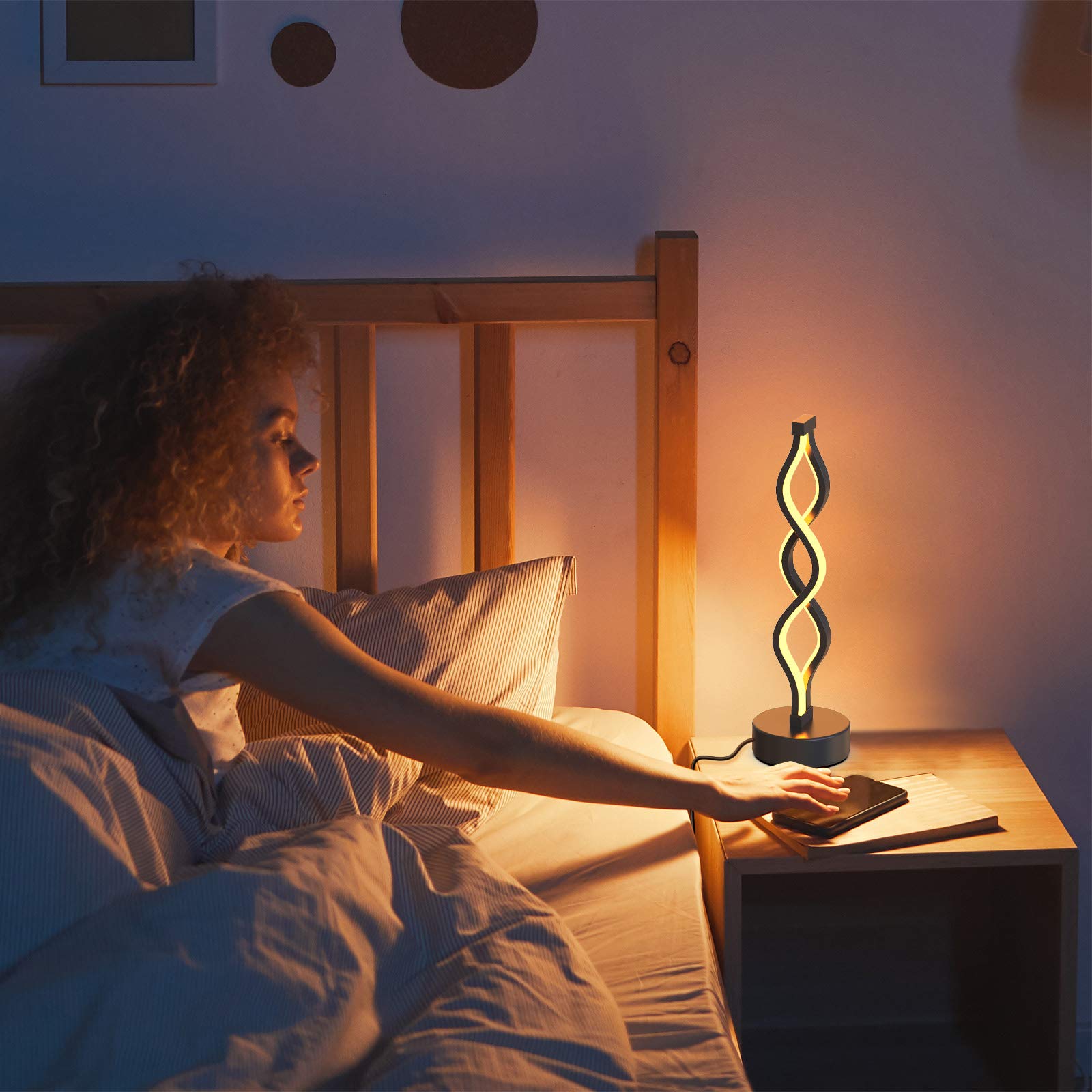 NUÜR Infinity Spiral lamp touch control enables quick dimming and color changes
