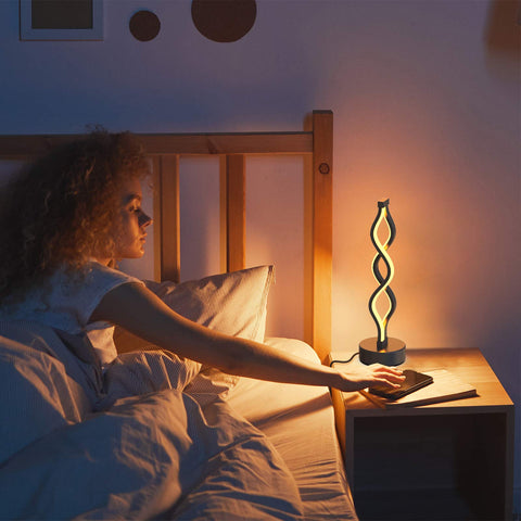 NUÜR Infinity Spiral lamp touch control enables quick dimming and color changes
