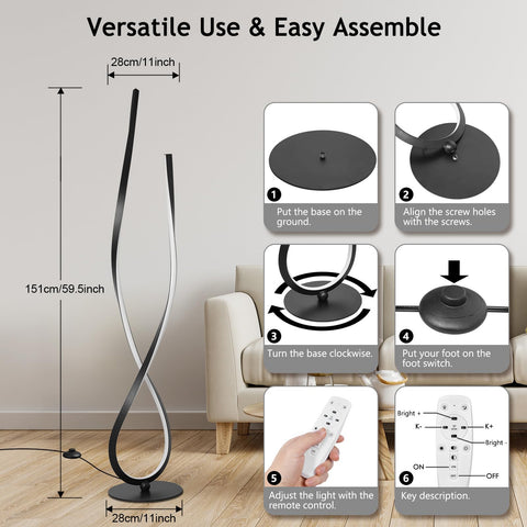 NUÜR Floor lamp night mode offers warm-to-cool lighting options.