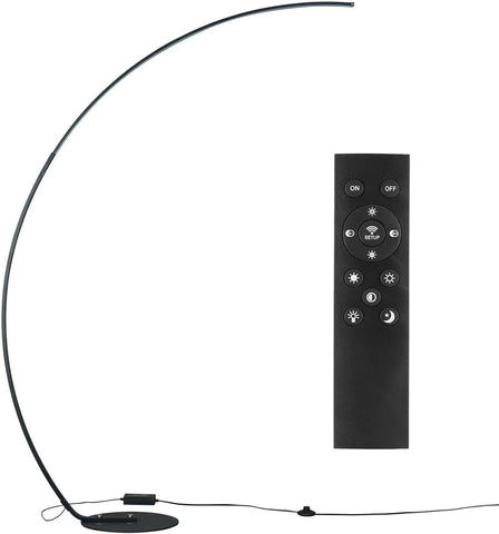 NUÜR Modern Arc lamp brightens living rooms, offices, or bedrooms with adjustable light