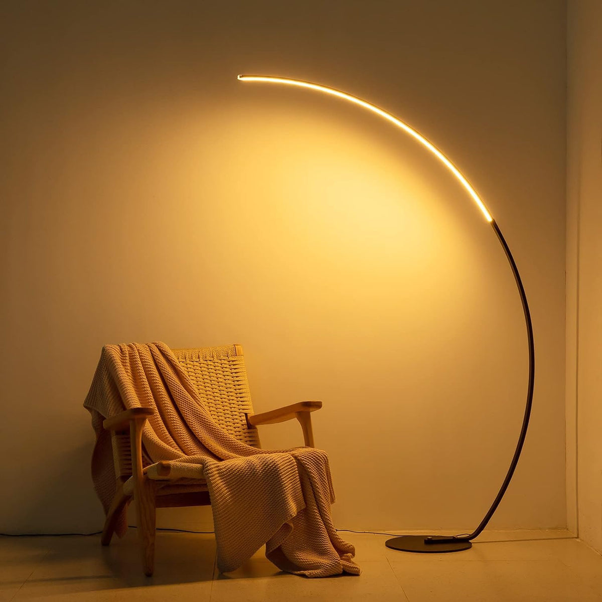 NUÜR Modern Arc floor lamp with remote enables easy lighting control from anywhere