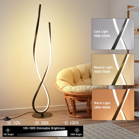 NUÜR 59-inch height spiral floor lamp suits tall spaces and open layouts.