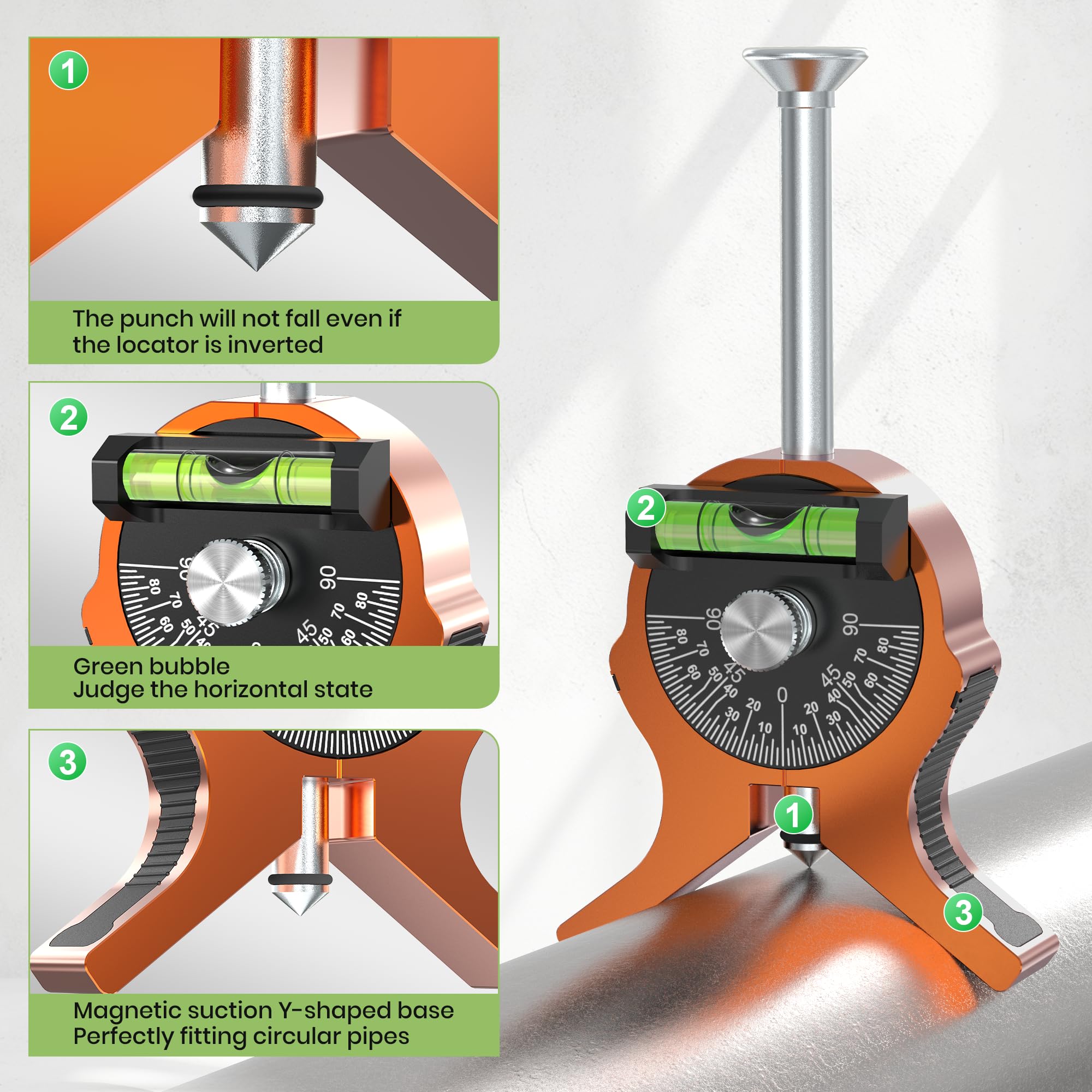 Nuvium pipe center finder 45-steel pillar enhances durability in tough jobs