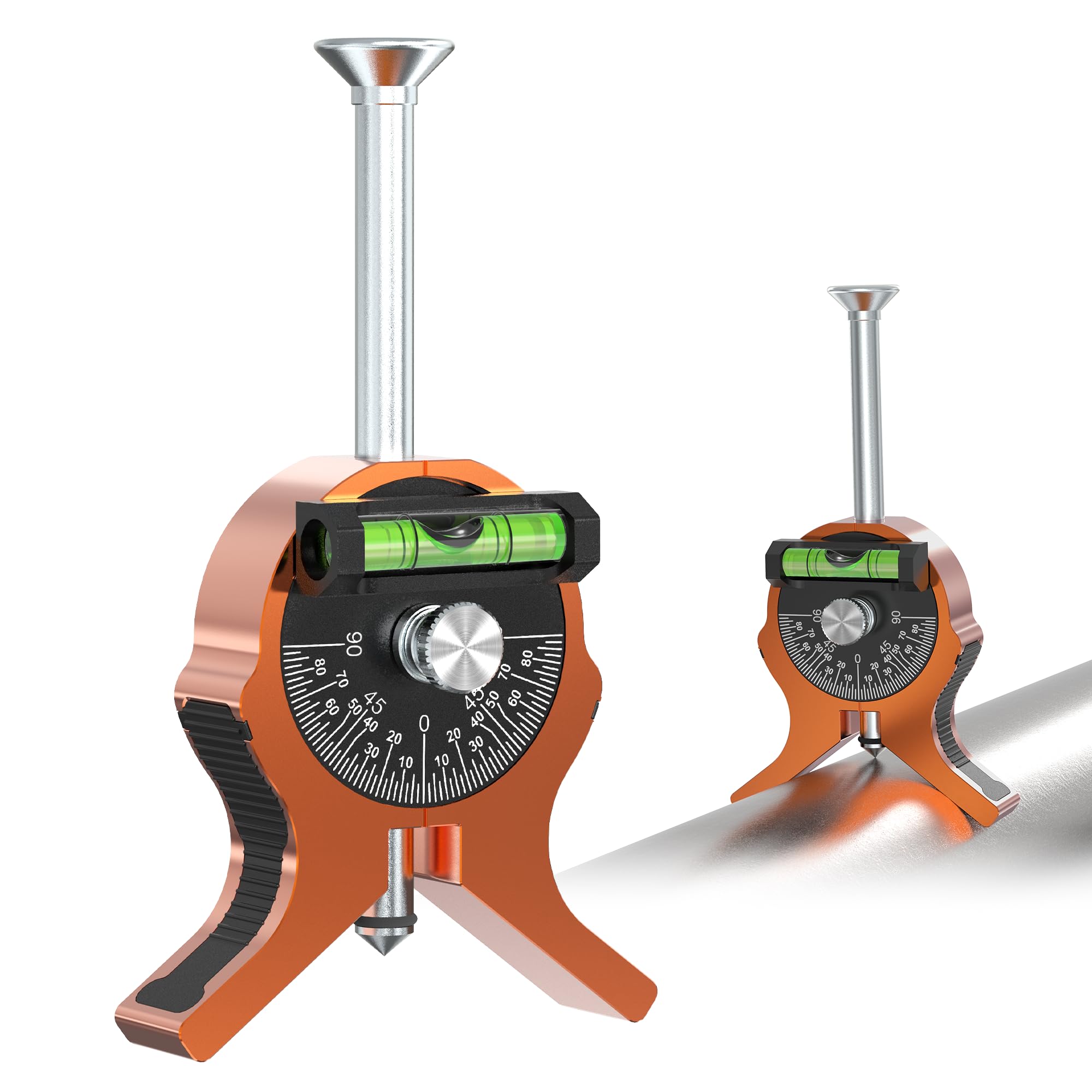 Nuvium pipe center finder with embedded magnets for hands-free setup during marking