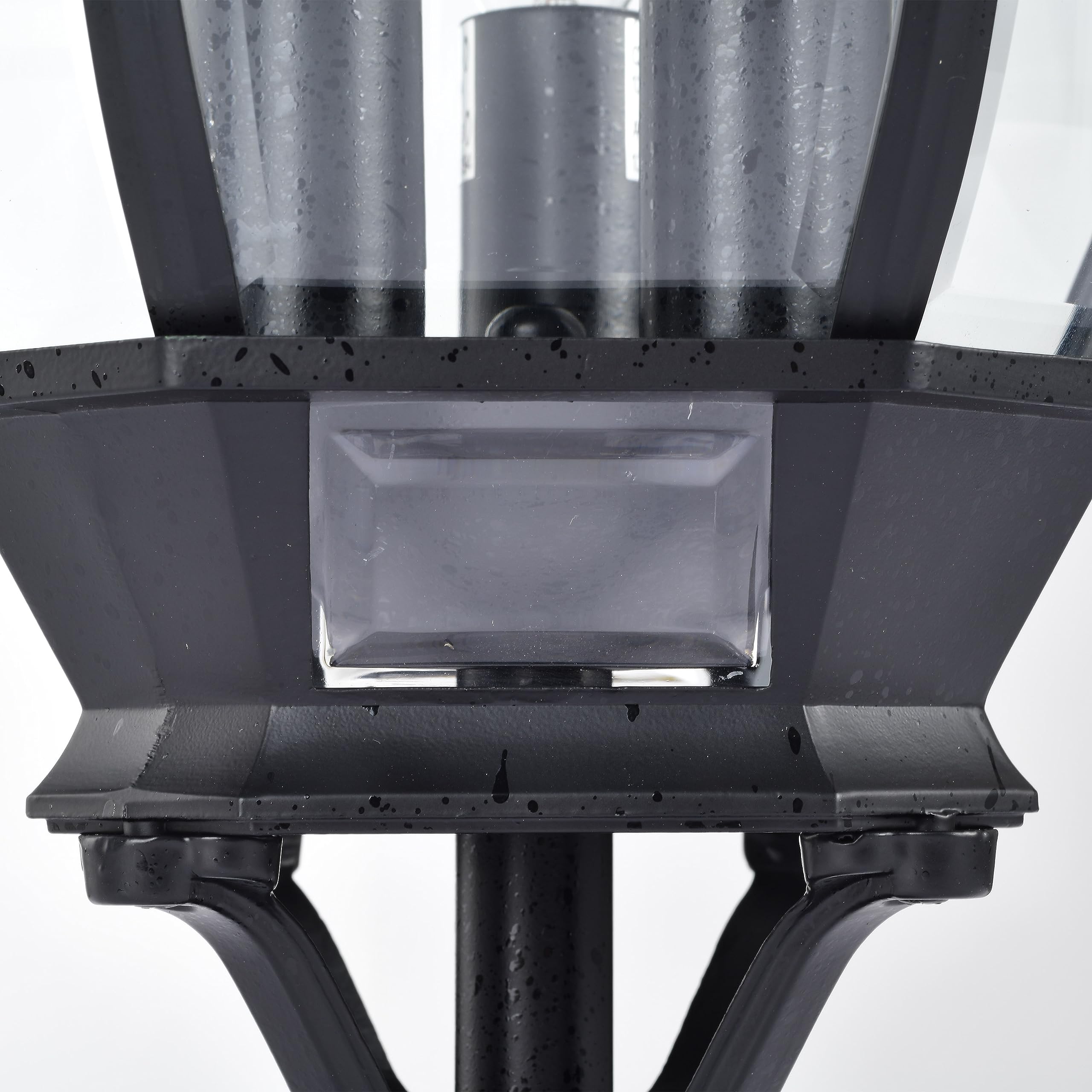 Nuvo post lantern stands 21 inches tall for porch or pathway lighting.
