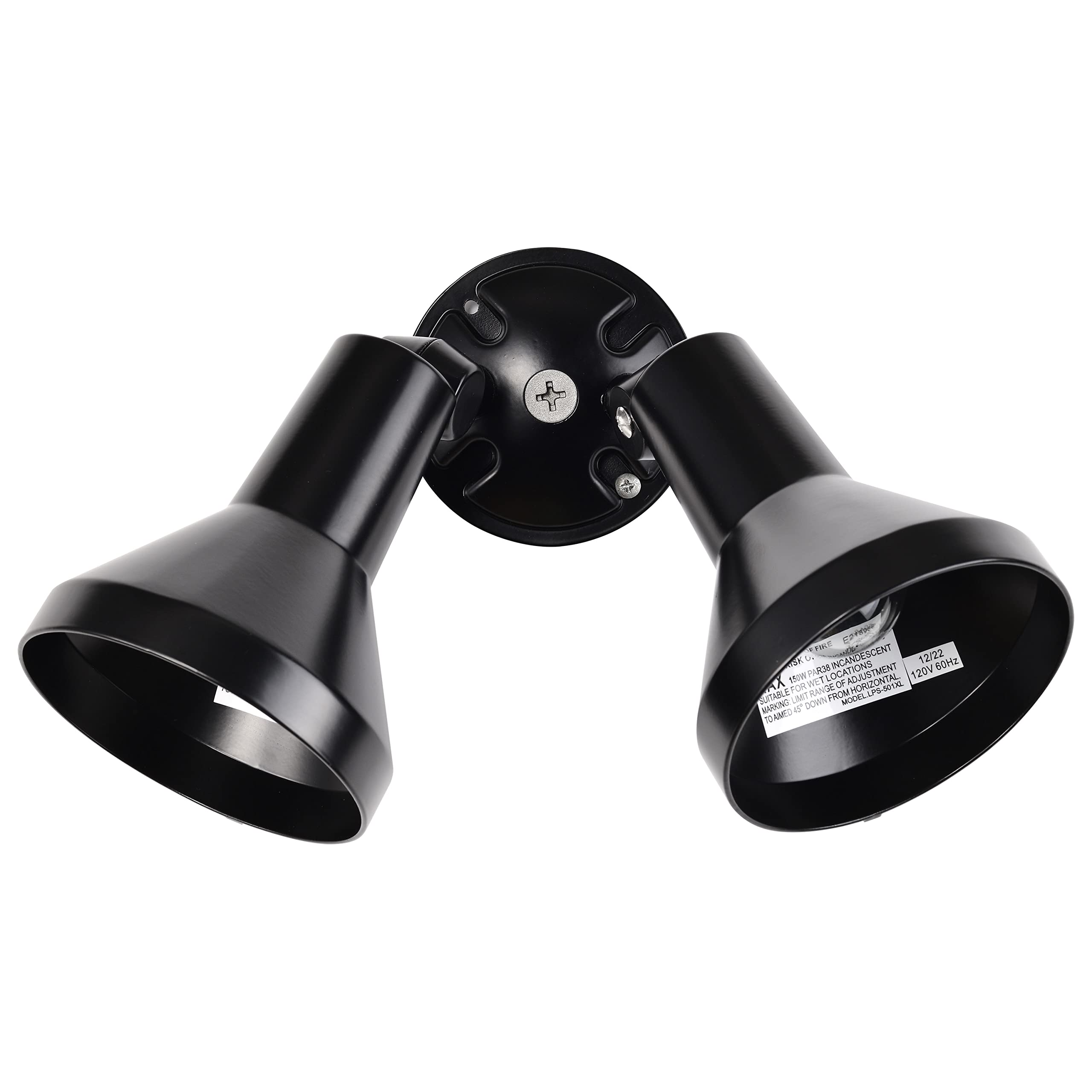 Nuvo SF77/701 two-light floodlight, front view, ideal for secure perimeter illumination.