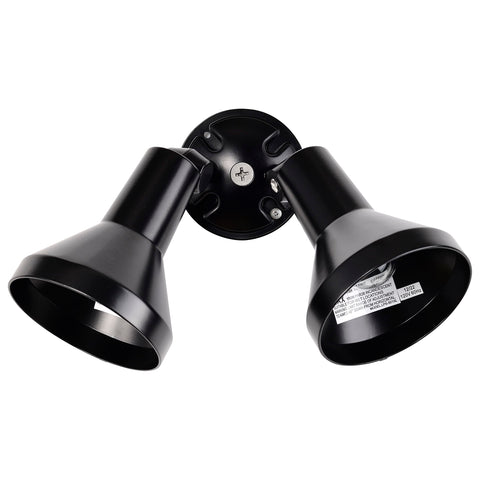 Nuvo SF77/701 two-light floodlight, front view, ideal for secure perimeter illumination.