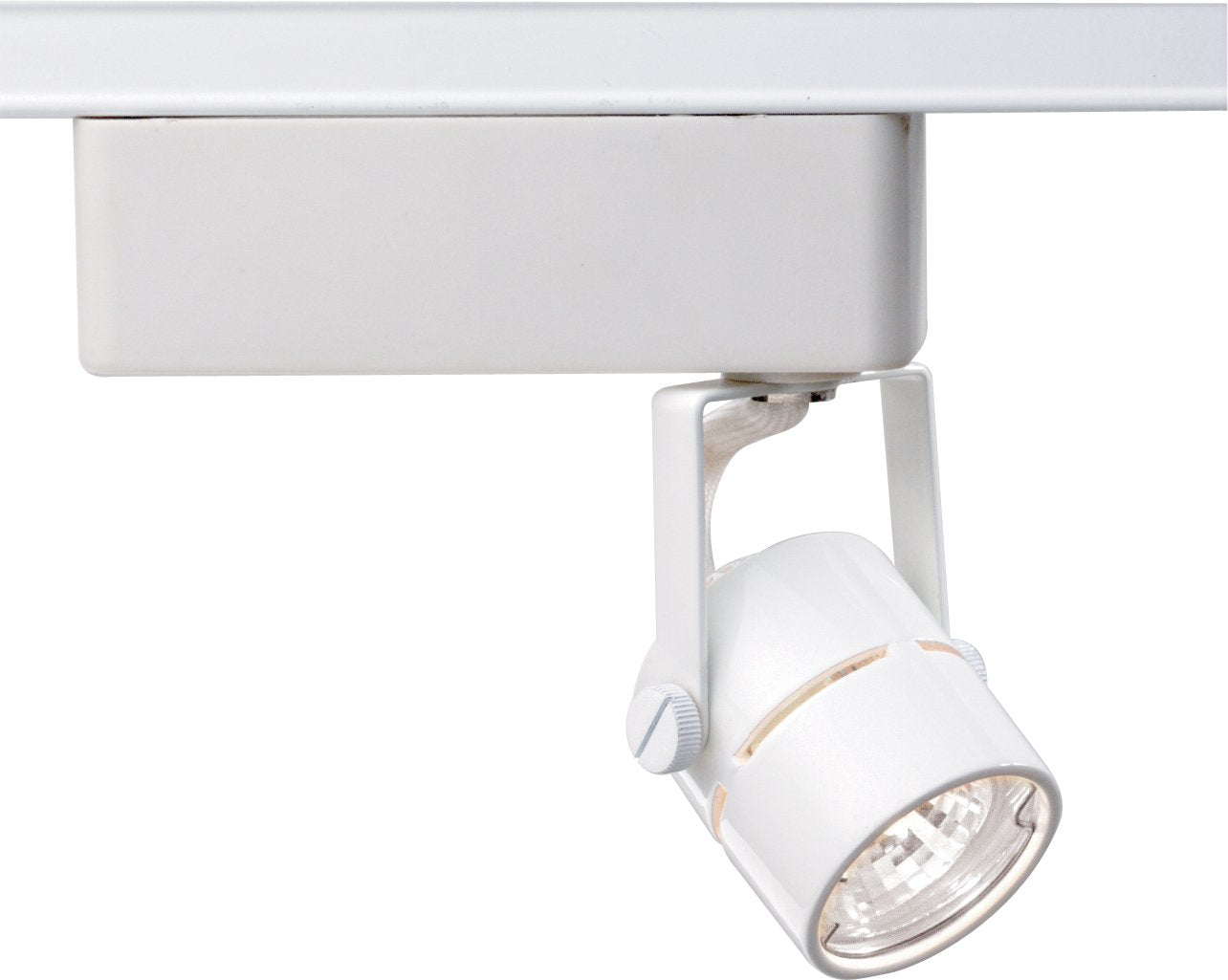 Nuvo TH234 track head closeup shows metal-glass finish for versatile lighting design.