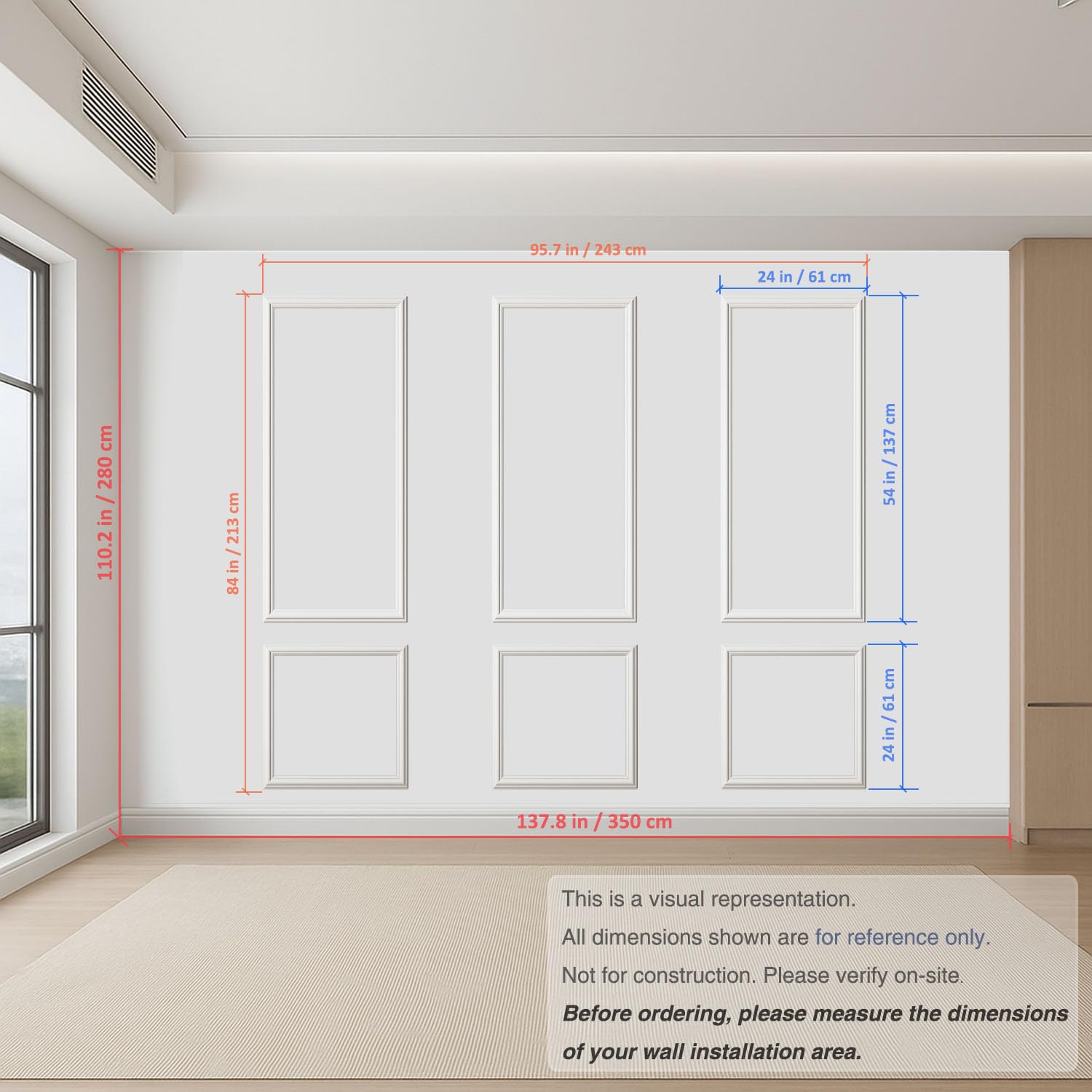 Nuvos AEON pre-cut panels arranged for a customizable wainscoting design