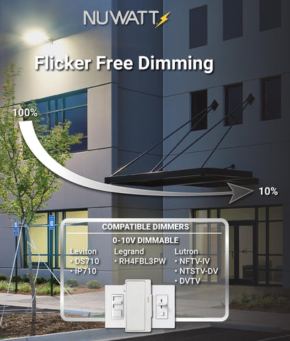NUWATT 0-10V dimmable design enables energy saving while maintaining brightness.