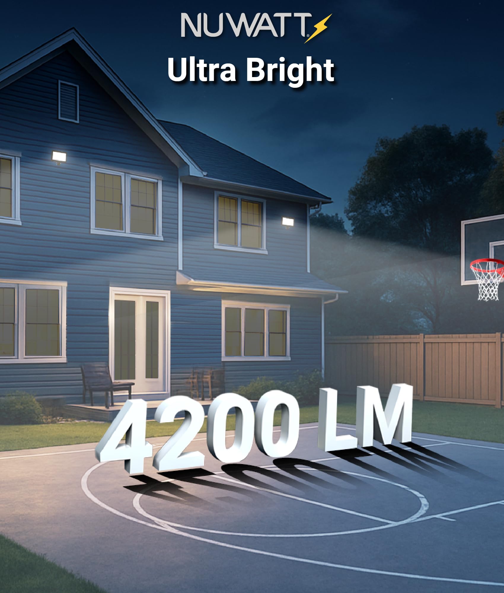 NUWATT 4200LM flood light delivers bright illumination for large outdoor spaces