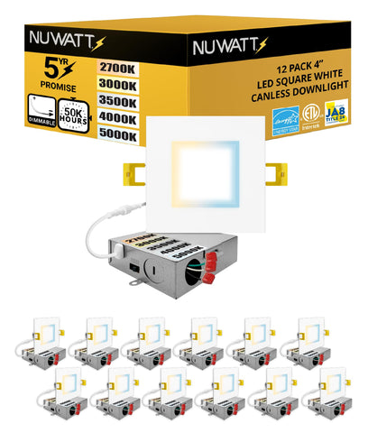 NUWATT 4in square LED downlight with 5CCT for adaptable room ambience