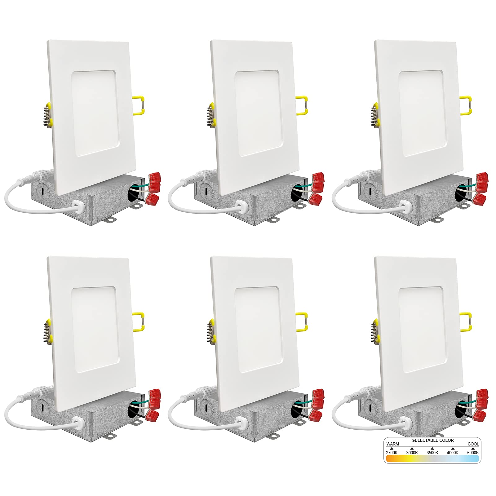 NUWATT 4in square wafer downlight in install-ready profile for modern kitchens