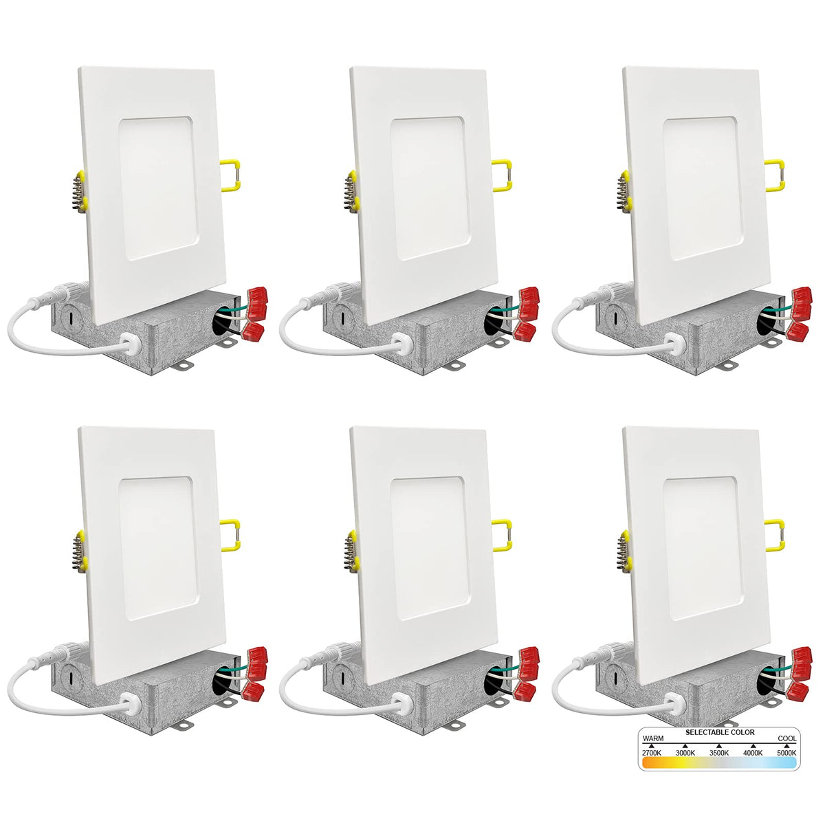 NUWATT 4in square wafer downlight in install-ready profile for modern kitchens