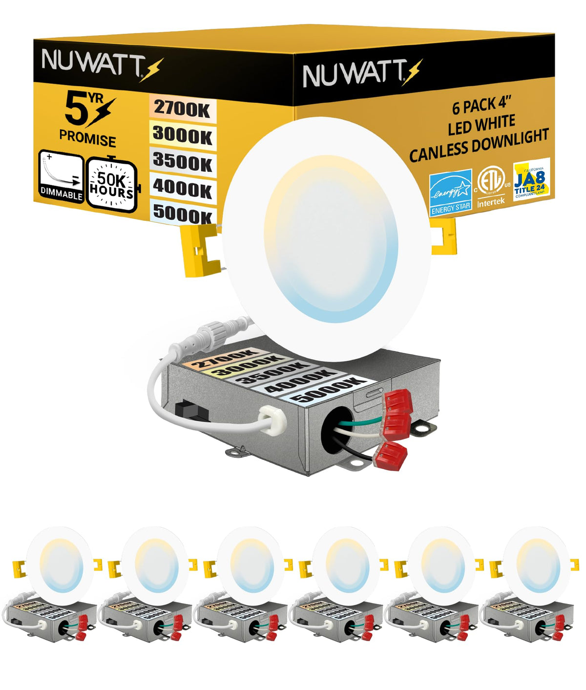 NUWATT 4-inch ultra-thin LED wafer front view showing clean, energy-efficient general lighting