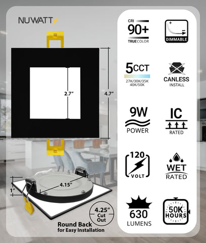NUWATT 5CCT selectable temps for warm to daylight atmospheres.