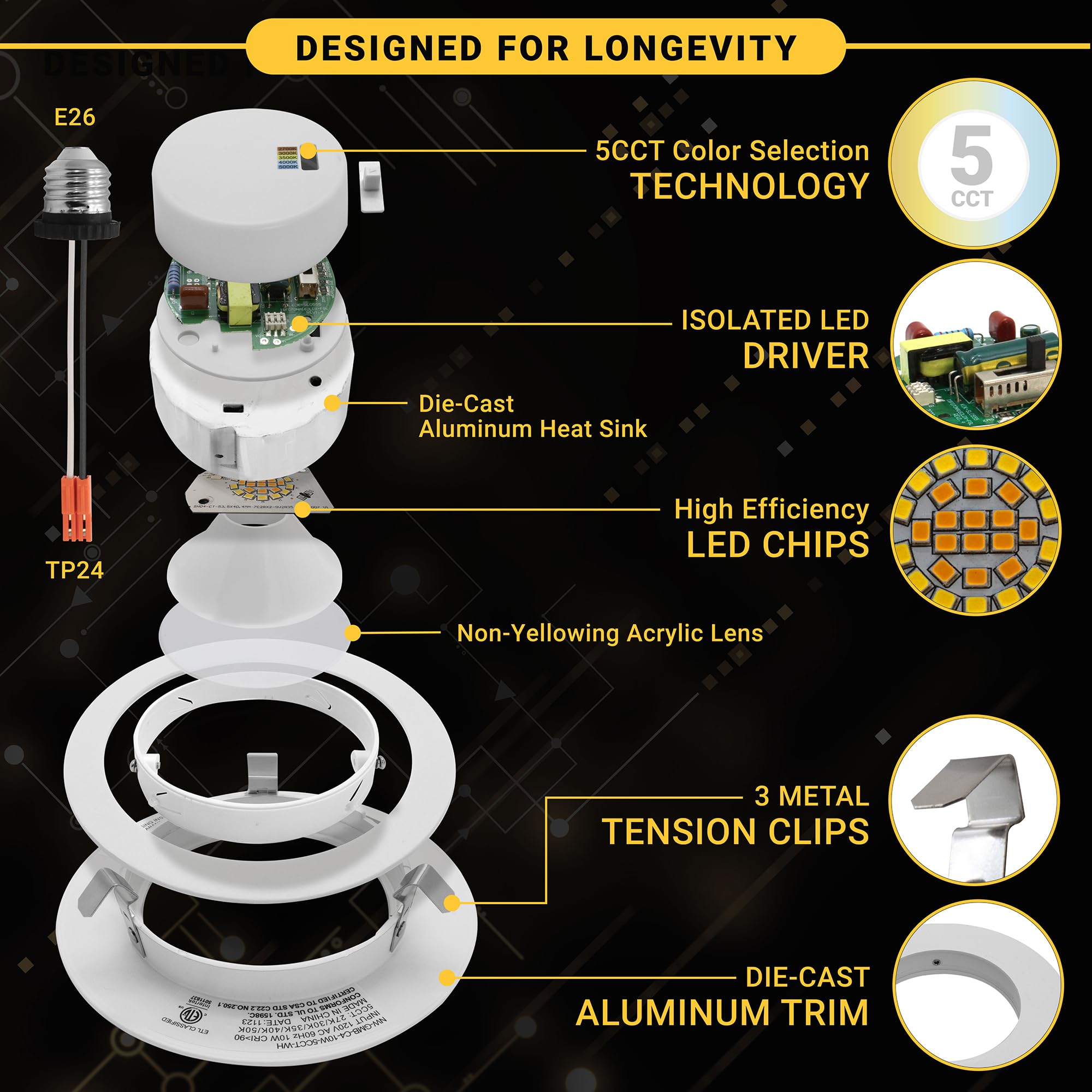 NUWATT 5CCT switch for warm to daylight ambiance options.