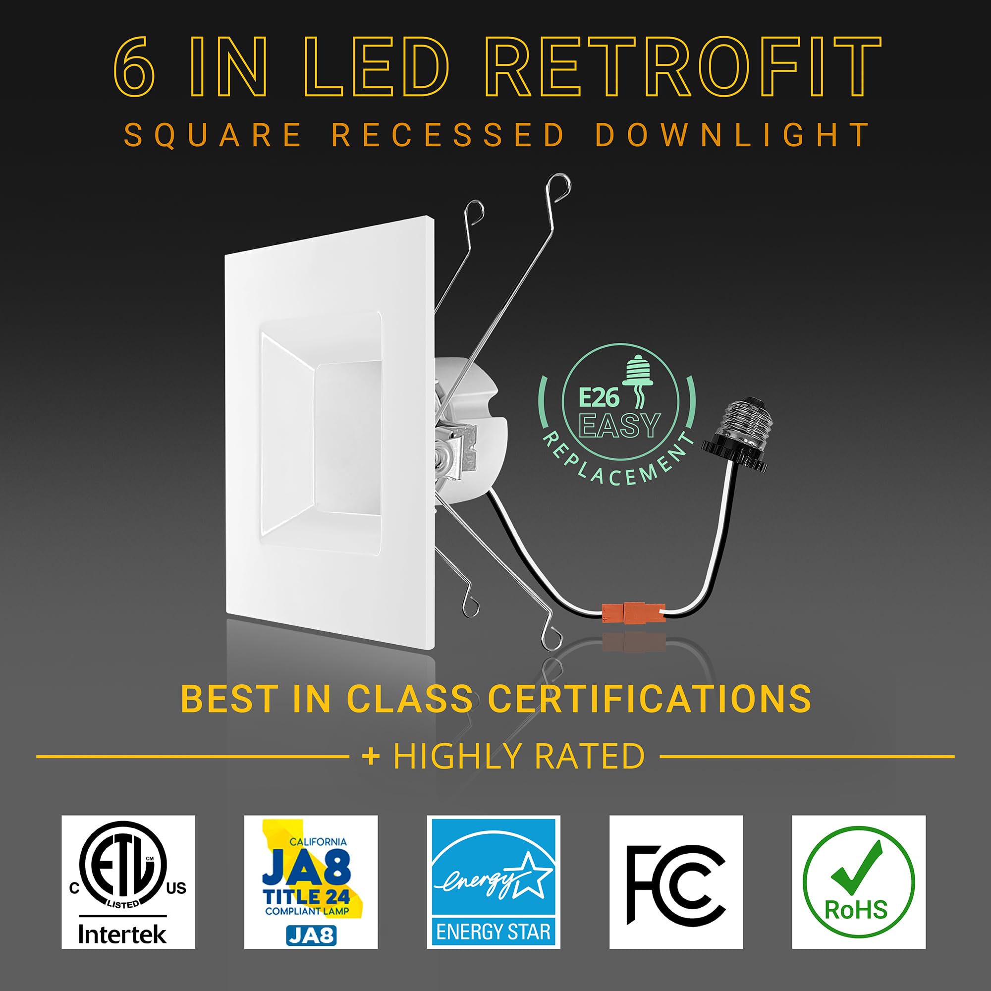 NUWATT 6-inch square can light delivers smooth dimming.
