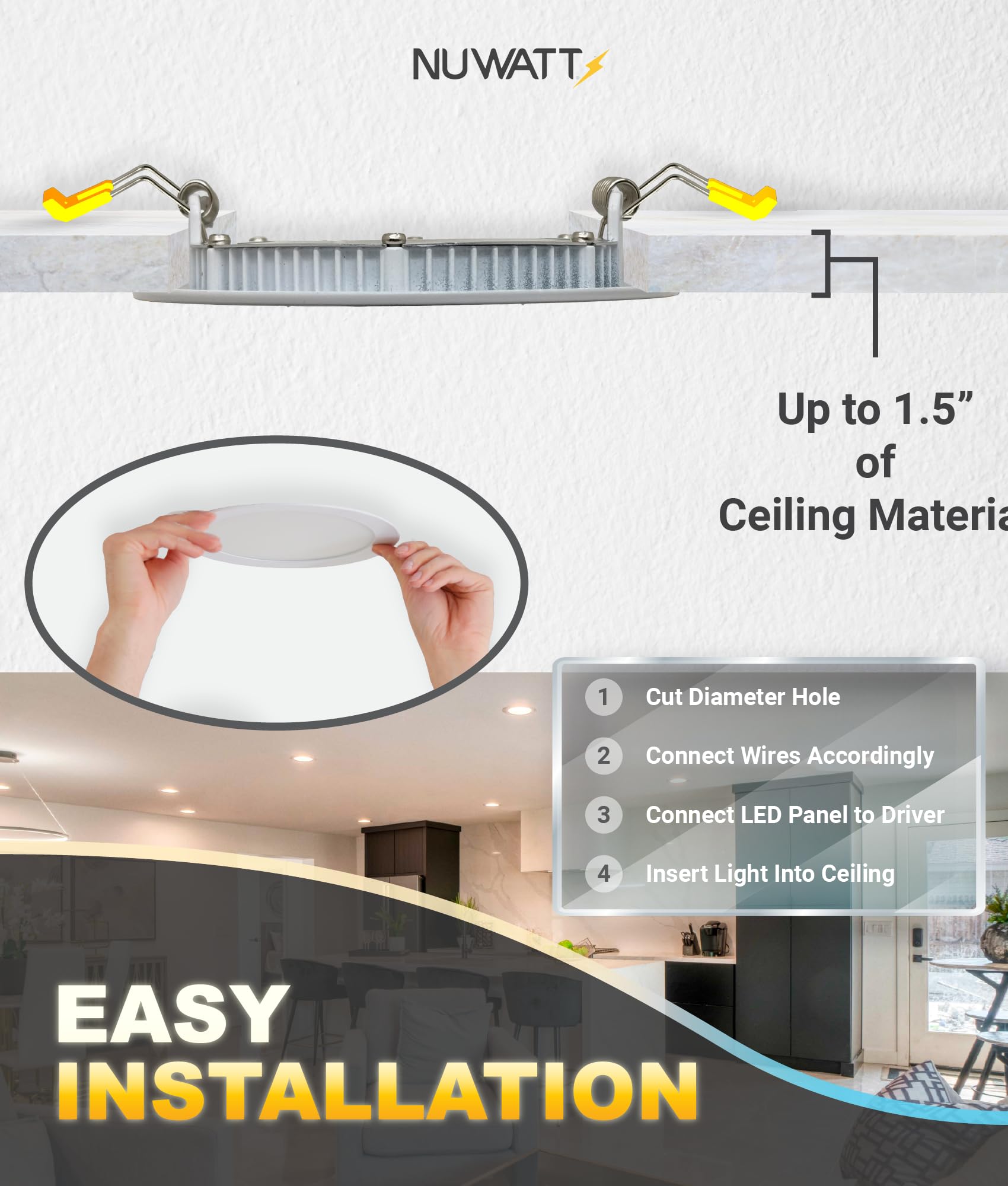 NUWATT canless slim wafer lights suit tight ceilings and new builds