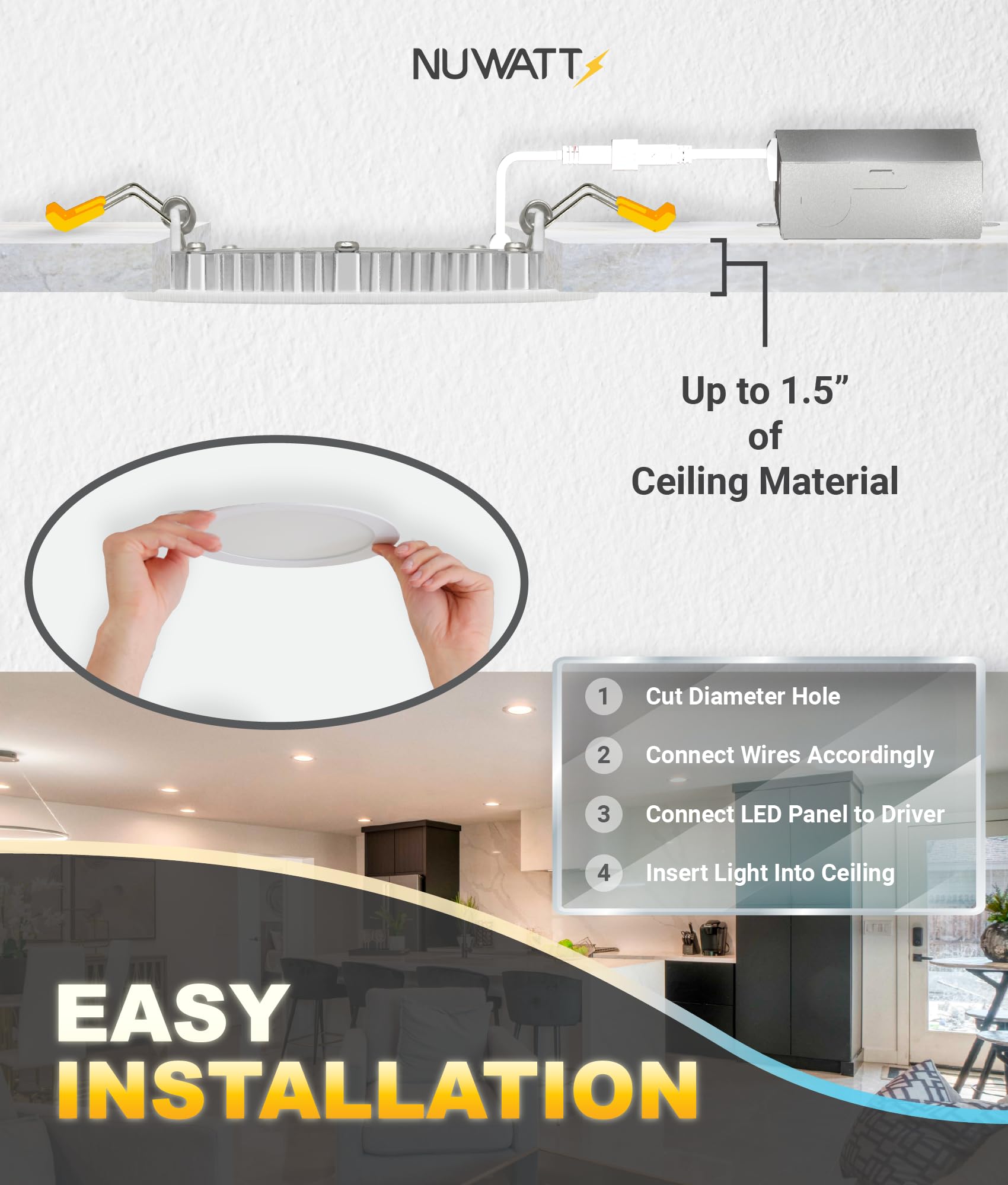 NUWATT canless light ideal for basement and garage lighting projects