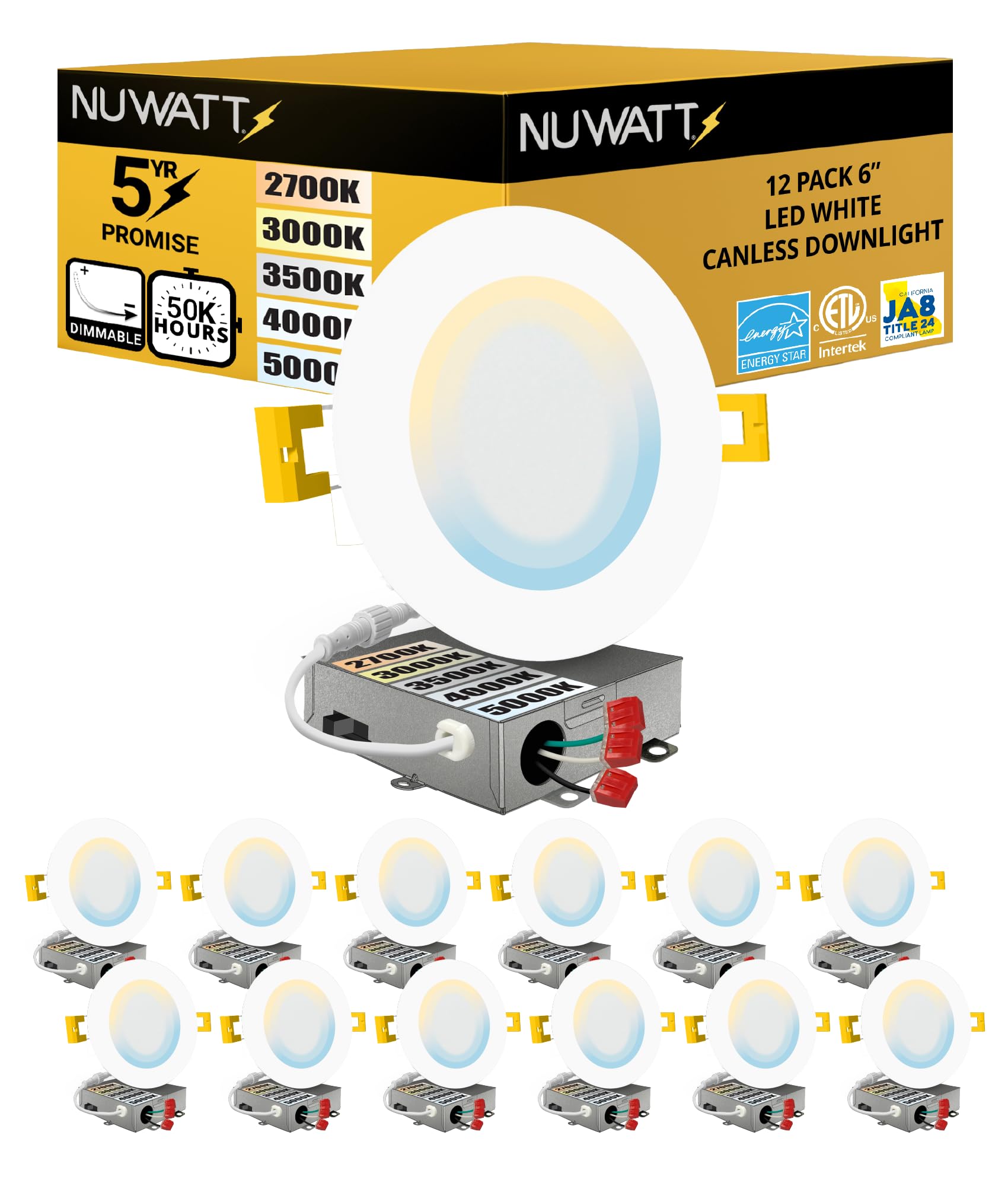 NUWATT 6-inch ultra-thin LED recessed light installed in ceiling for clean illumination