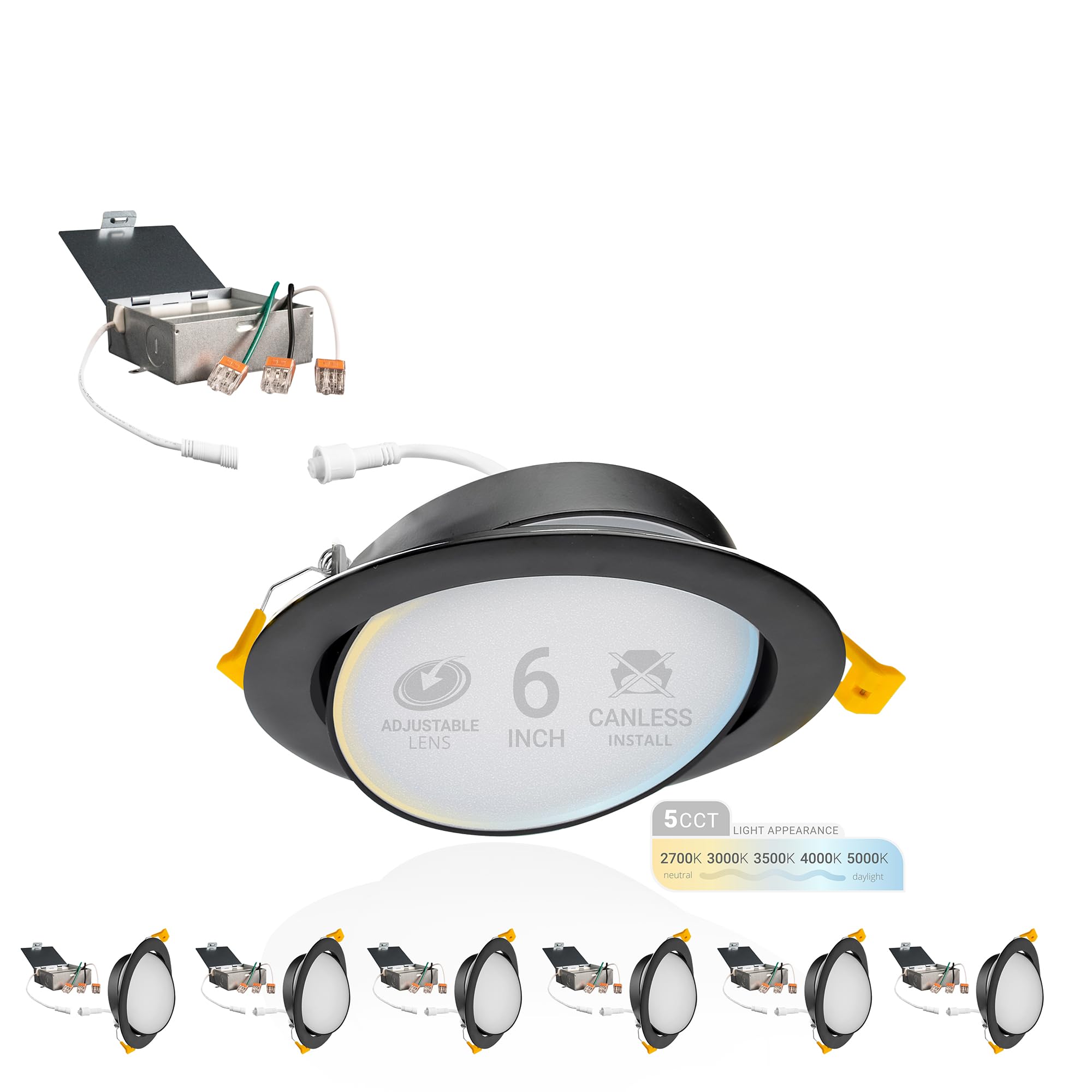 NUWATT 6-inch gimbal light front view for modern ceilings.