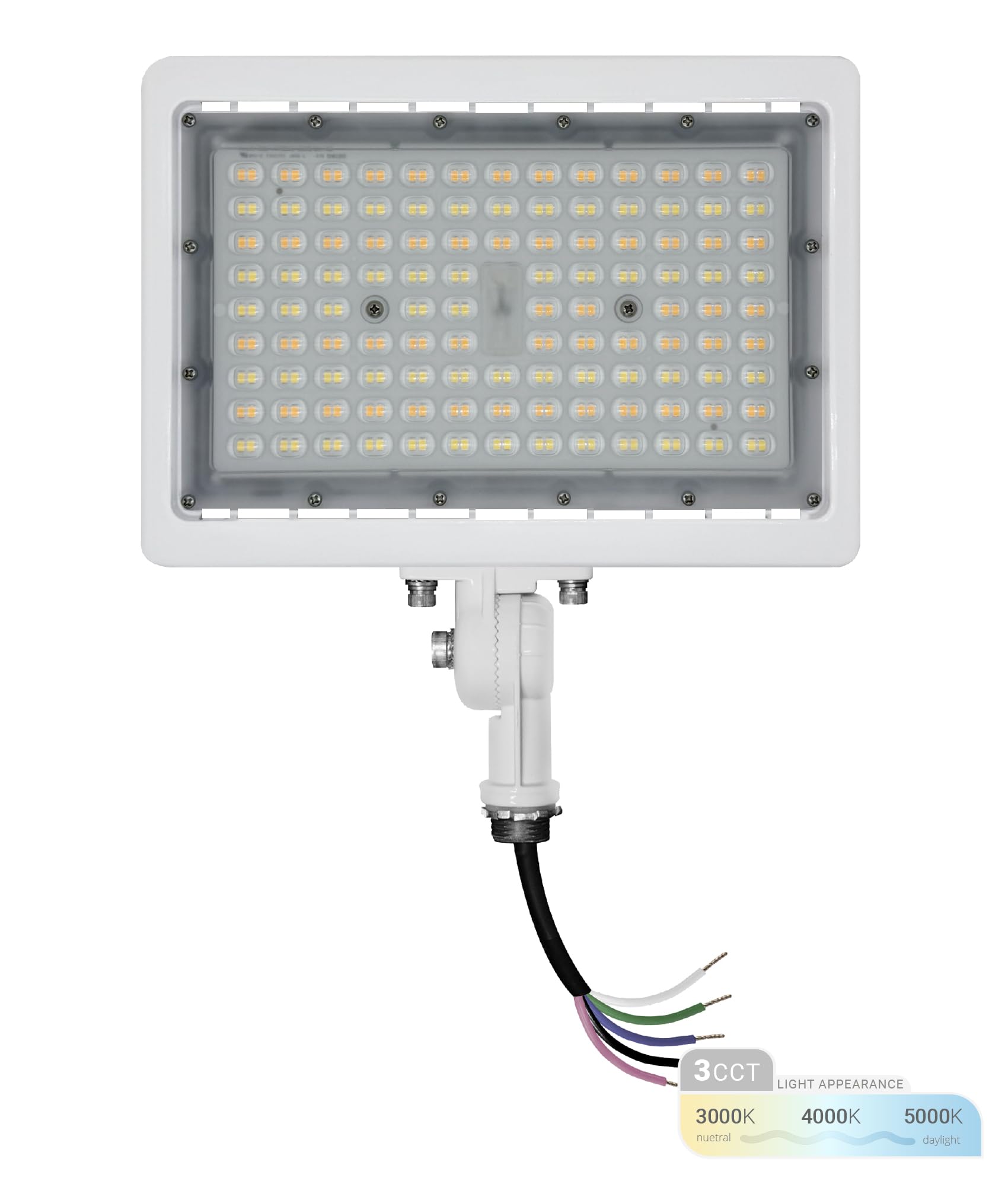 NUWATT 90W flood light front view, bright exterior illumination for security.