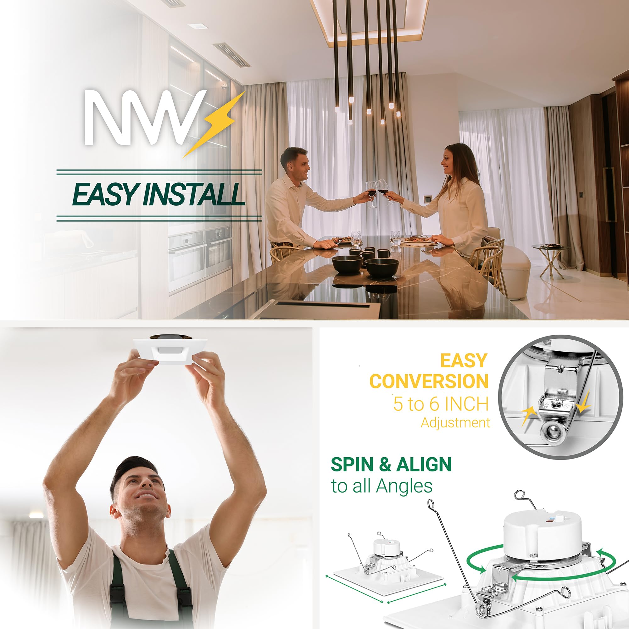 NUWATT anti-rust die-cast aluminum trim resists moisture.