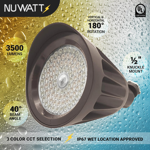 NuWatt bronze finish blends with landscape aesthetics