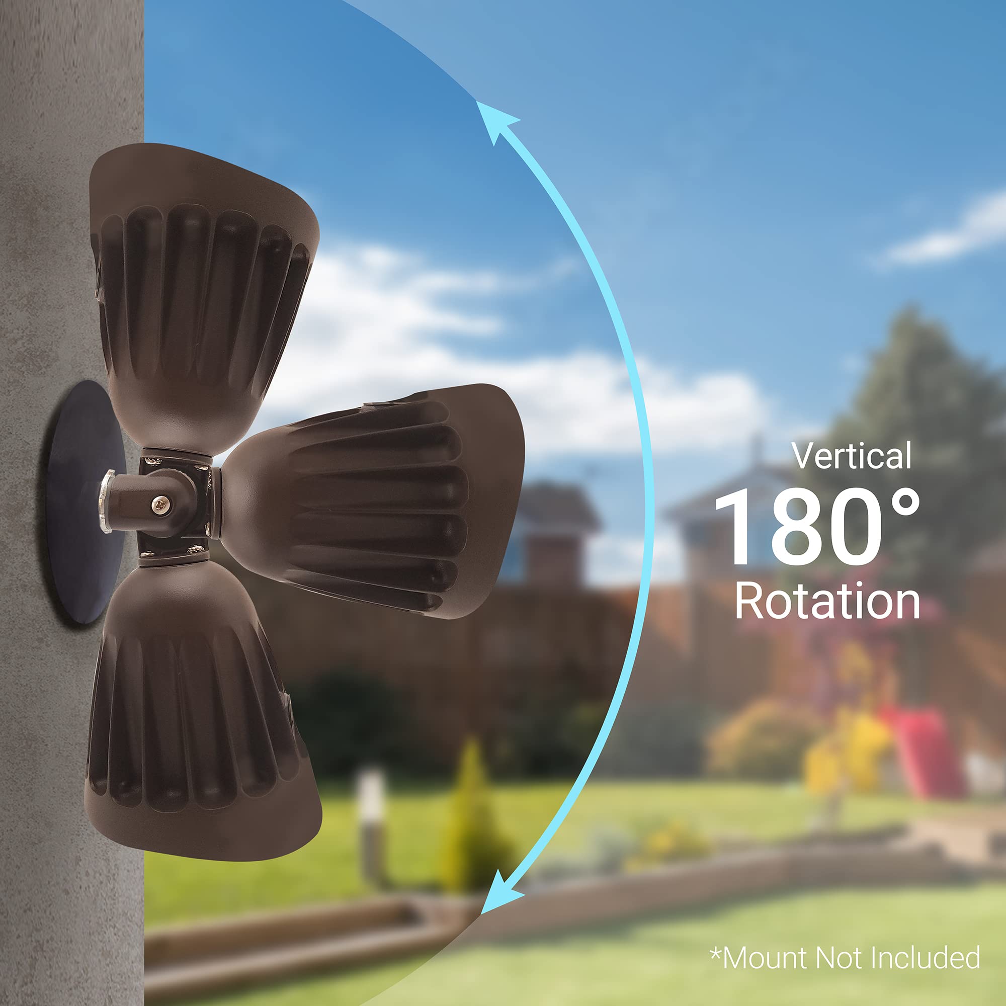 NuWatt uplighting on flagpoles and trees creates exterior accents