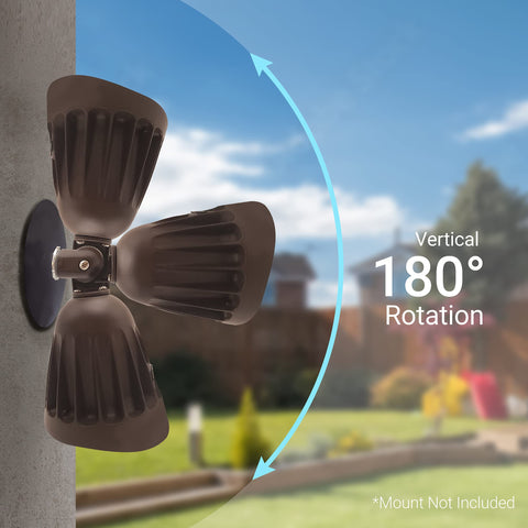 NuWatt uplighting on flagpoles and trees creates exterior accents