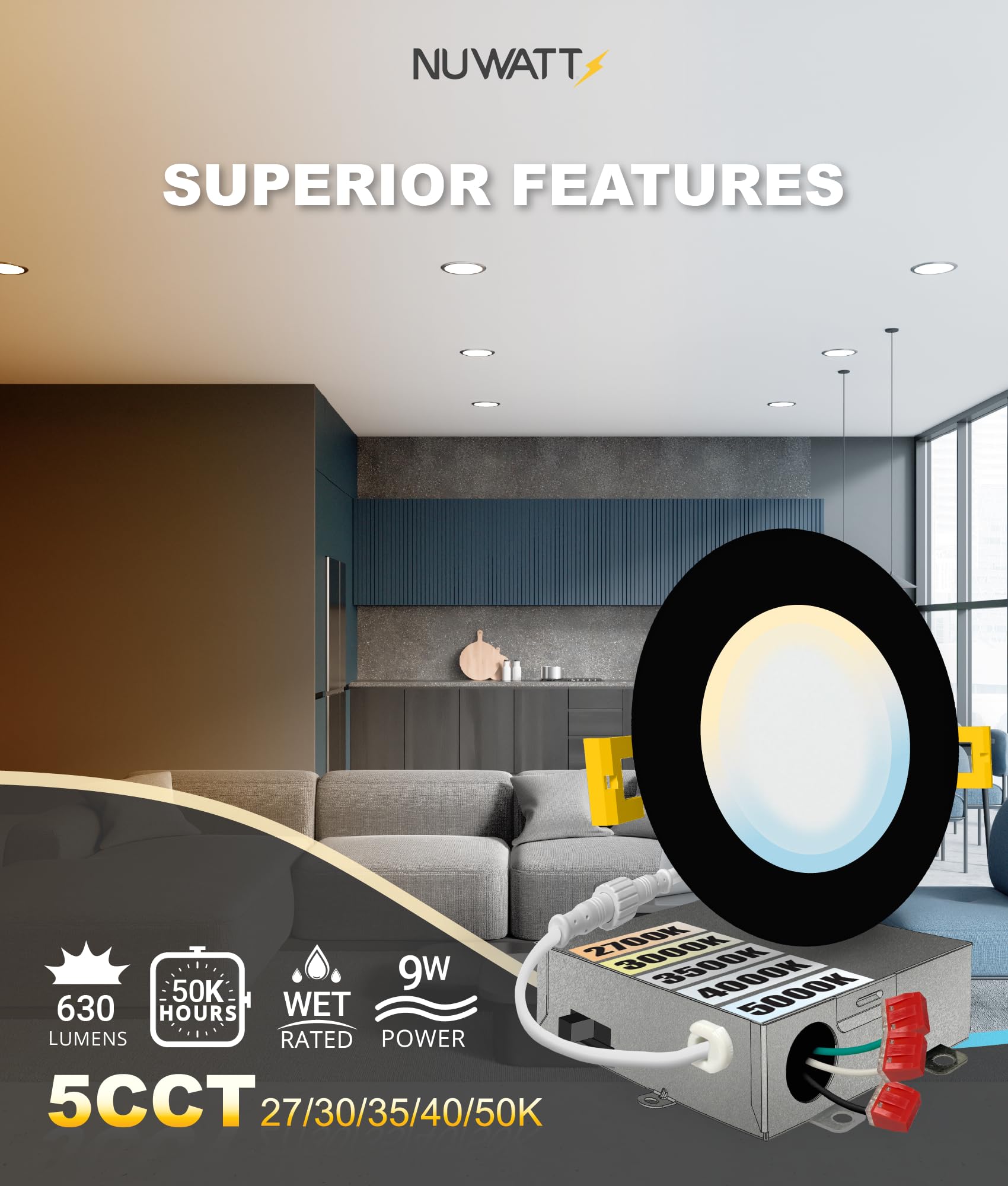 NUWATT dimmable 4 inch canless downlight enables smooth ambient adjustment