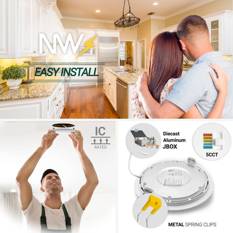 NUWATT dimmable downlight supports full range brightness from 100% to 10%.