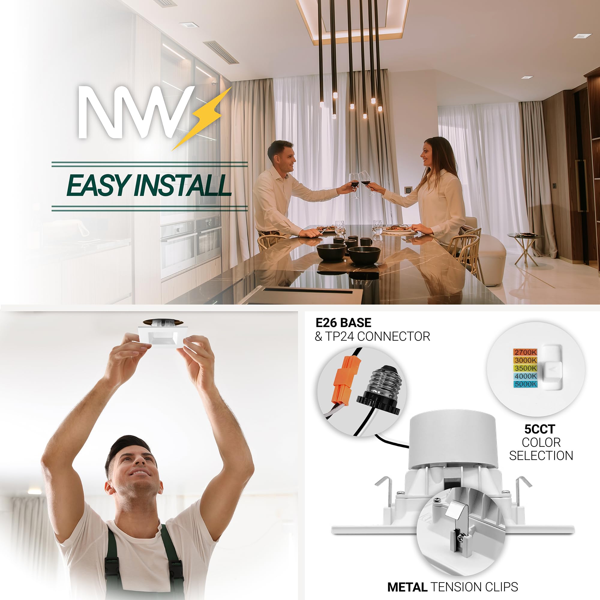 NUWATT dimmable square LED supports smooth brightness control.