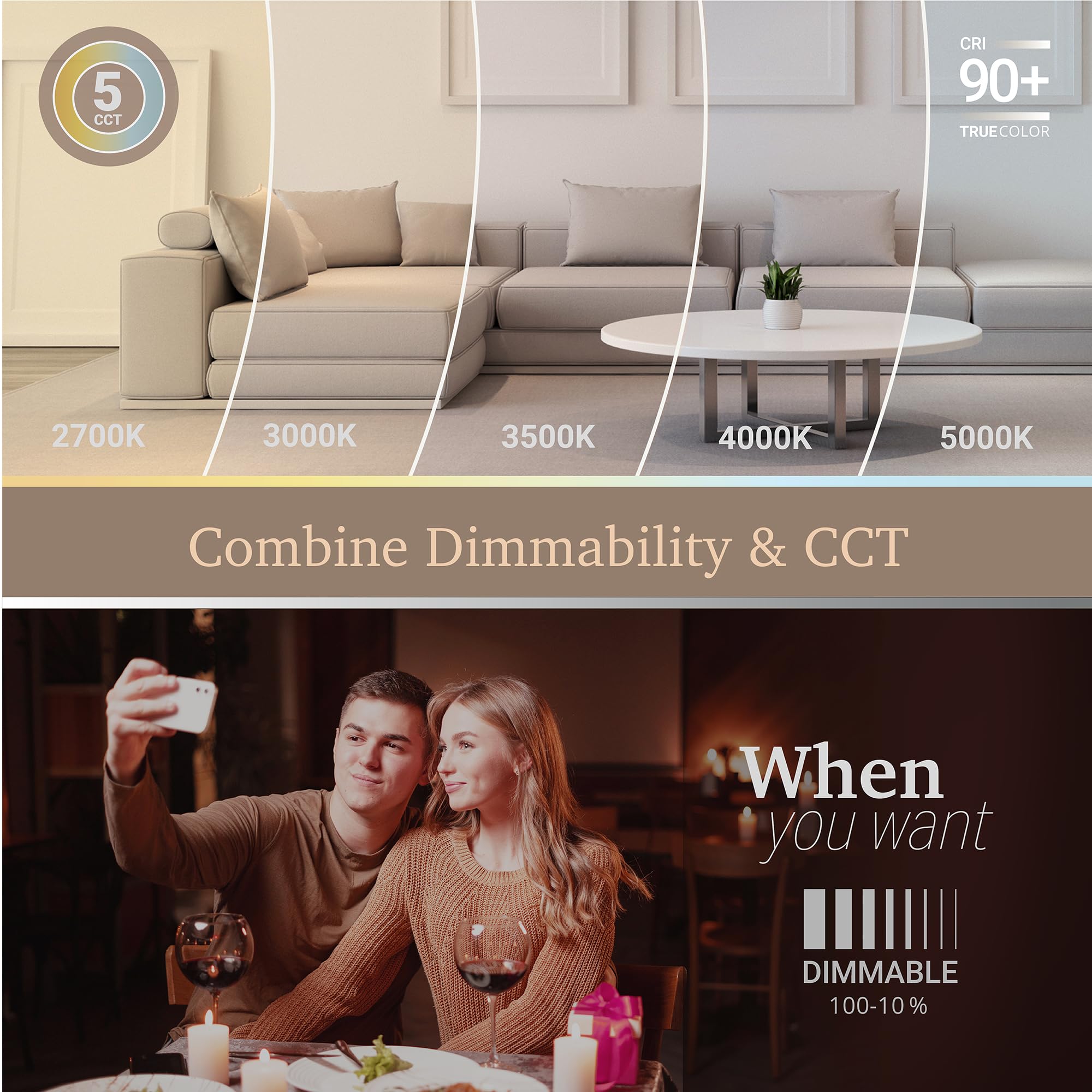 NUWATT high-CRI square can light renders colors accurately