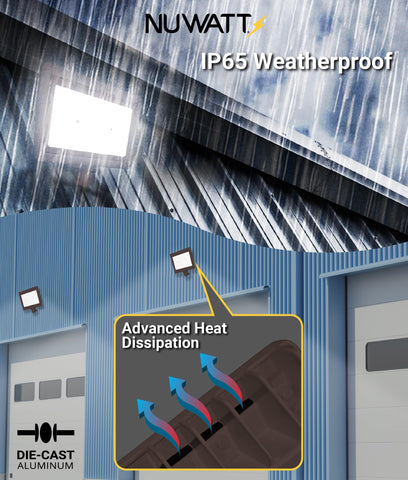 NUWATT IP65 flood light with bronze weatherproof housing ready for all weather