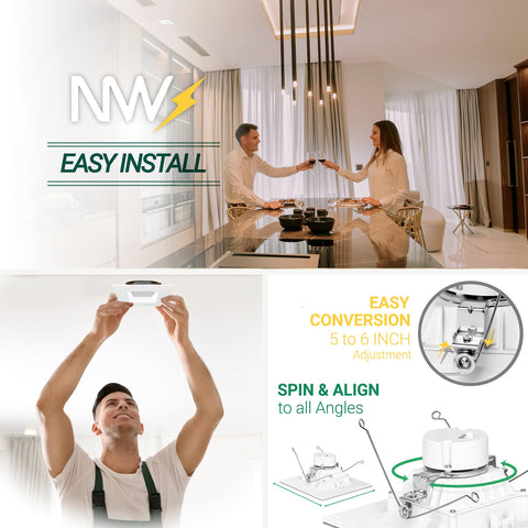 NUWATT square downlight with CRI90 for true colors.