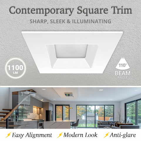 NUWATT bedroom square recessed light for soft, even glow.