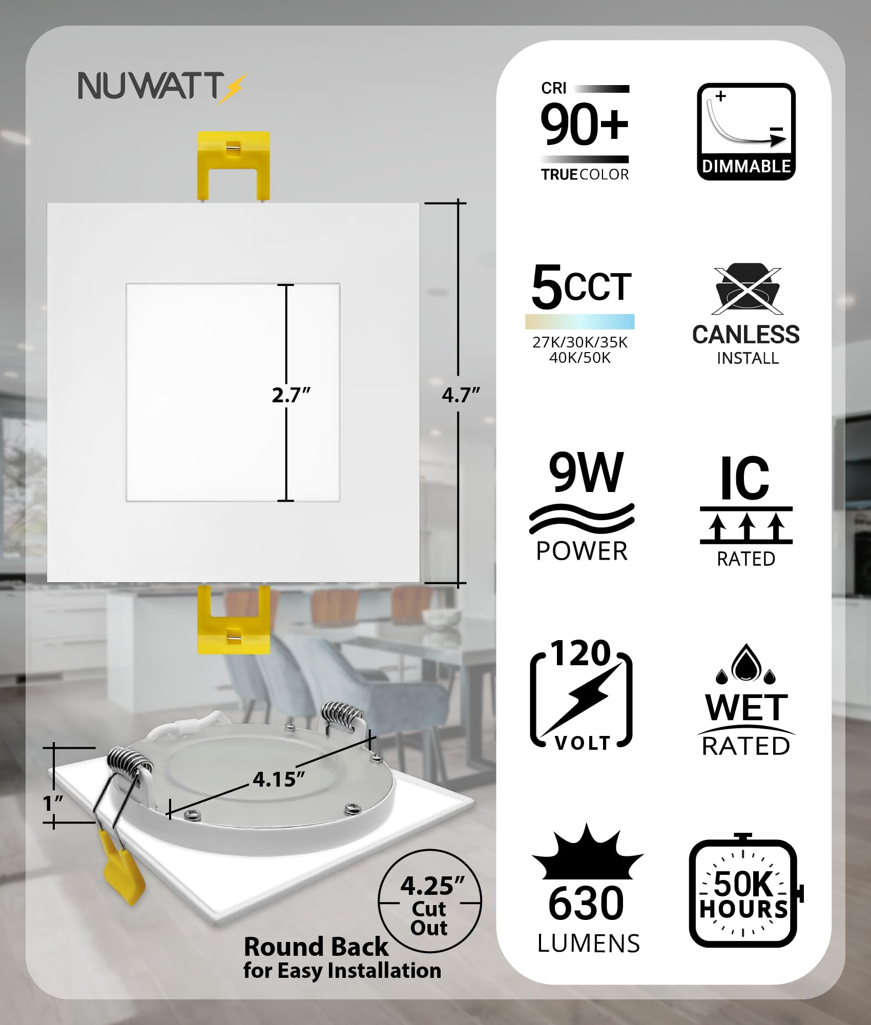 NUWATT square trim adds contemporary look to living spaces