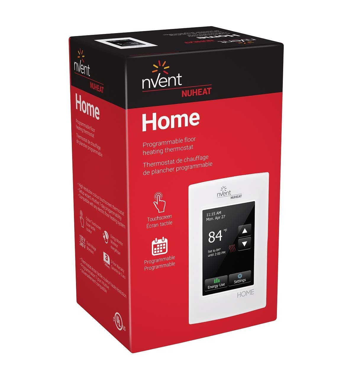 NuHeat Home thermostat diagnostic tests screen helps verify proper configuration.