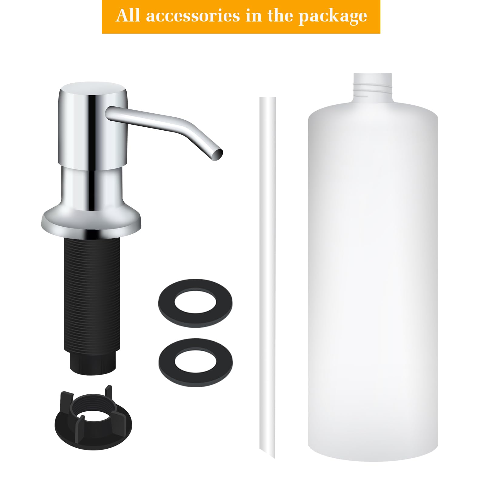 NVMTUUO chrome dispenser compatible with deep countertops like marble and stainless steel