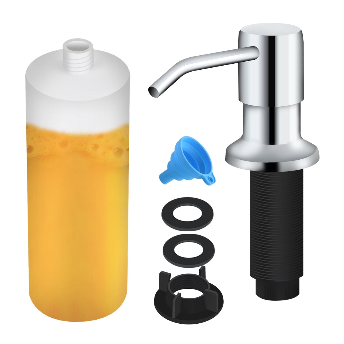 NVMTUUO chrome soap dispenser front view for kitchen use